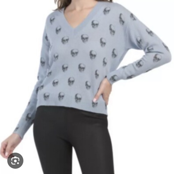 360 Skull Cashmere Light Blue Sweater - Picture 1 of 5